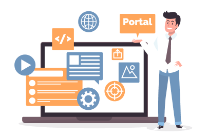 Laptop with tech icons