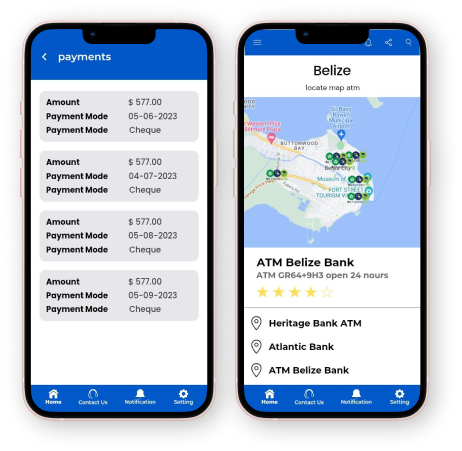 Loan Payment History / Locate ATM Screen